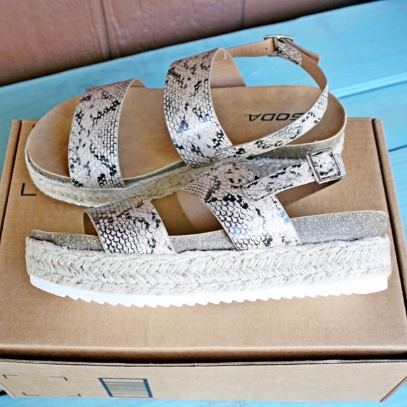 Soda Snakeskin Espadrille Sandals - Picture 7 of 7